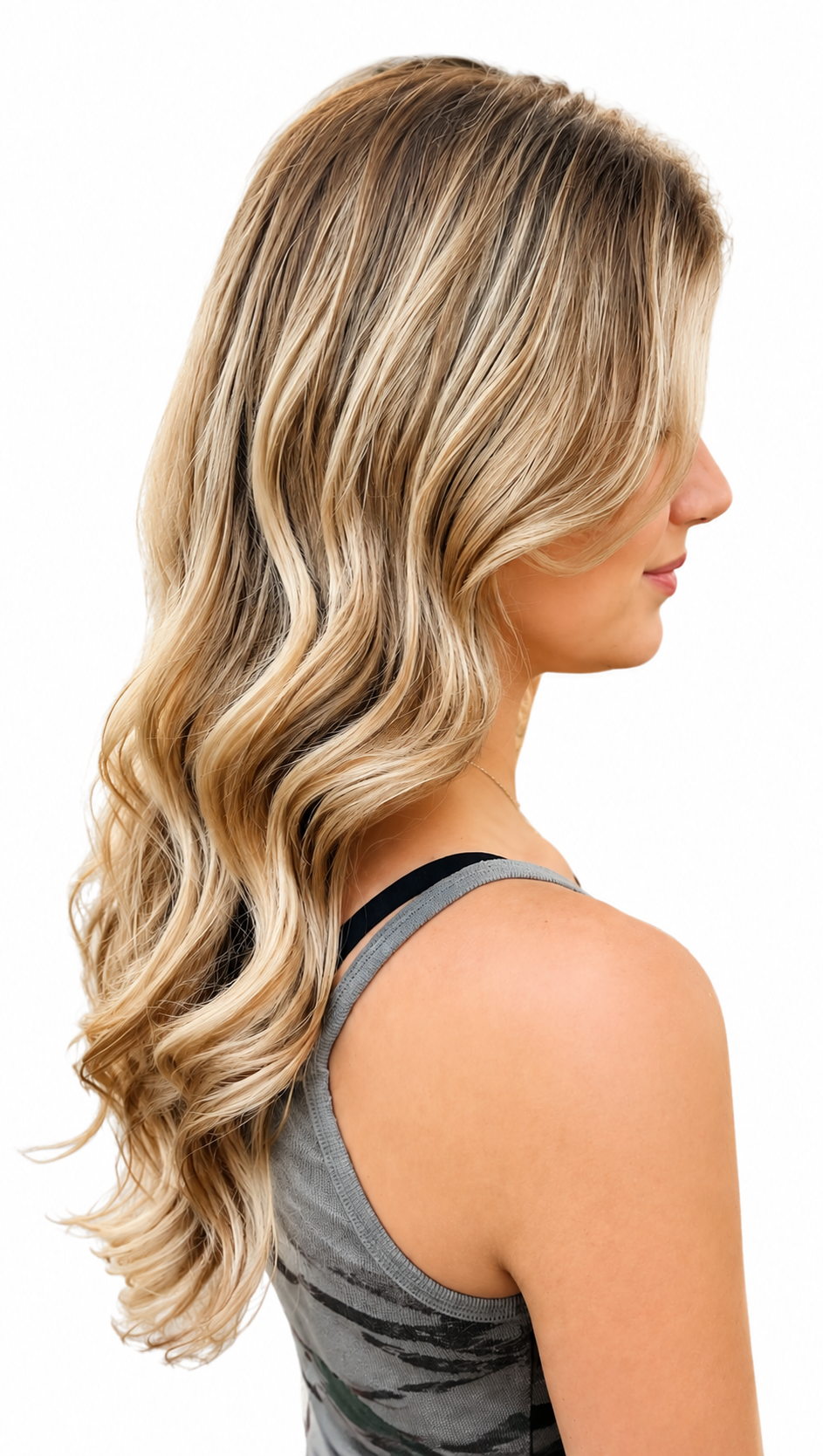 Blonde balayage with soft beach waves