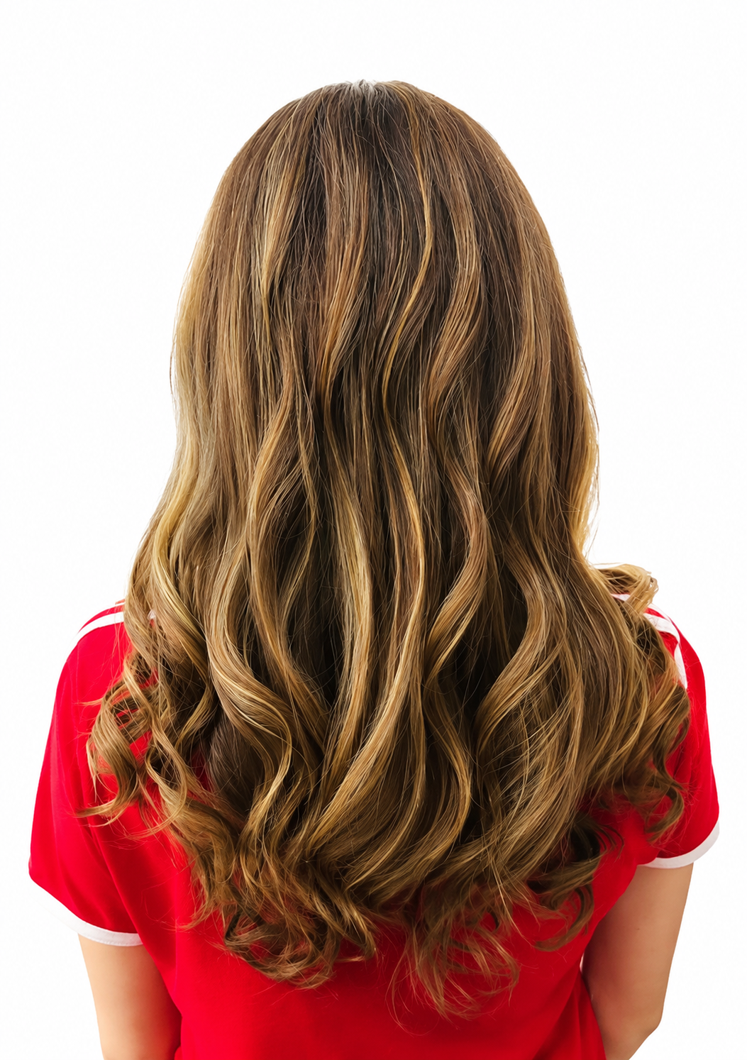 Long bronde hair with wavy highlighted lengths
