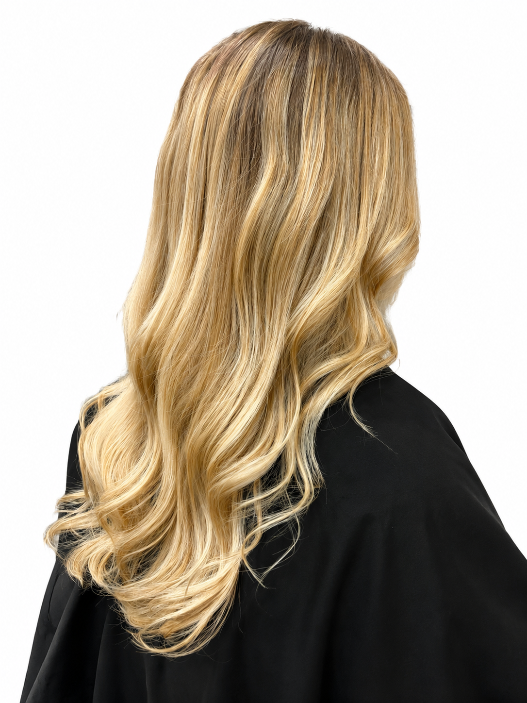 Golden blonde long hair with soft waves
